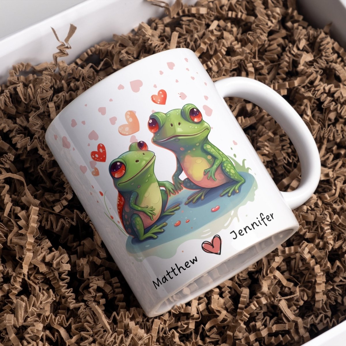 Personalized Lovers Mug Custom Valentines Day Frog Couple Mug Gift for Couples Gift Idea for Him and Her Cute Custom Name Anniversary Gift - Everything Pixel
