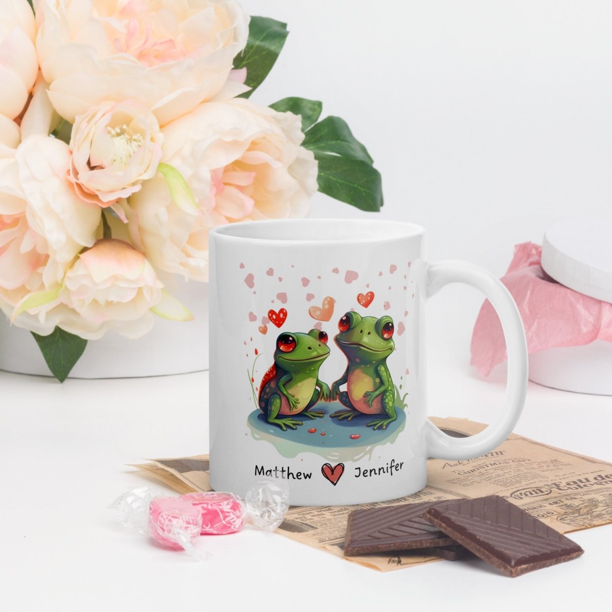Personalized Lovers Mug Custom Valentines Day Frog Couple Mug Gift for Couples Gift Idea for Him and Her Cute Custom Name Anniversary Gift - Everything Pixel