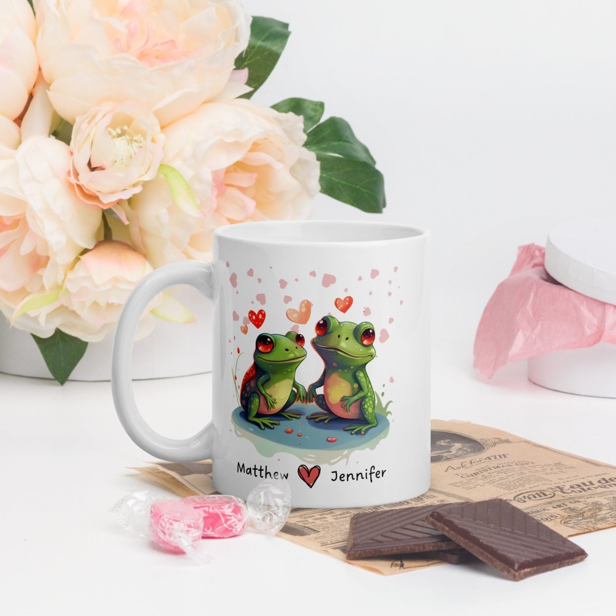Personalized Lovers Mug Custom Valentines Day Frog Couple Mug Gift for Couples Gift Idea for Him and Her Cute Custom Name Anniversary Gift - Everything Pixel