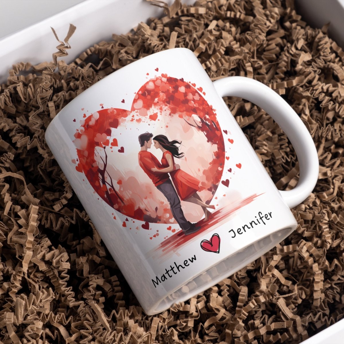 Personalized Lovers Mug Custom Valentines Day Kissing Couple Mug Gift for Couple Gift Idea for Him and Her Cute Custom Name Anniversary Gift - Everything Pixel