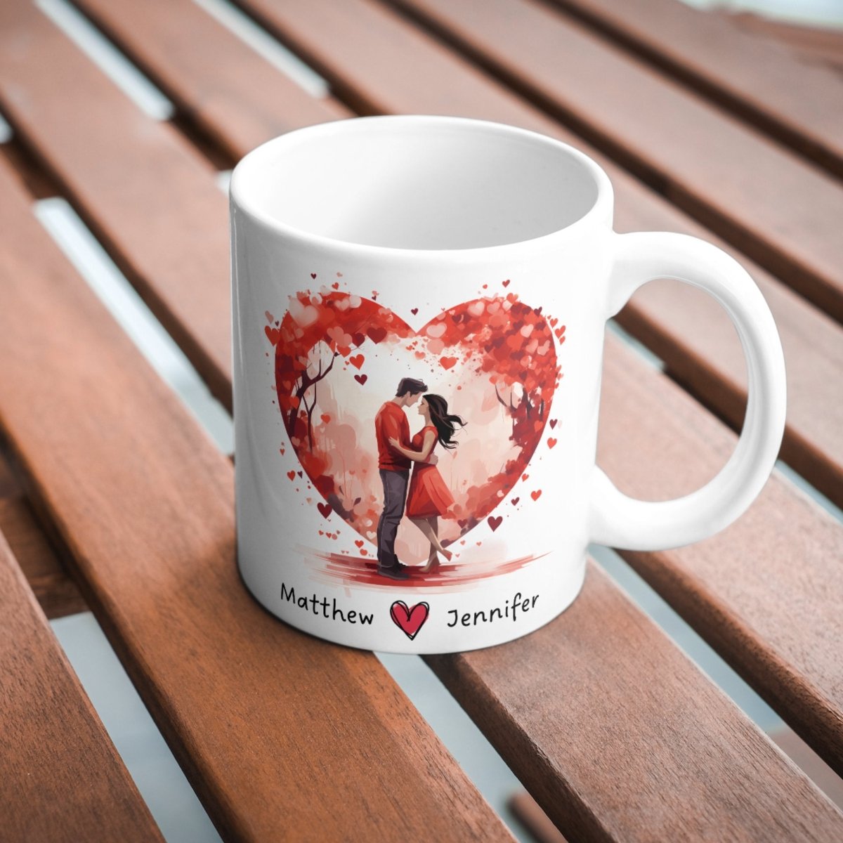 Personalized Lovers Mug Custom Valentines Day Kissing Couple Mug Gift for Couple Gift Idea for Him and Her Cute Custom Name Anniversary Gift - Everything Pixel