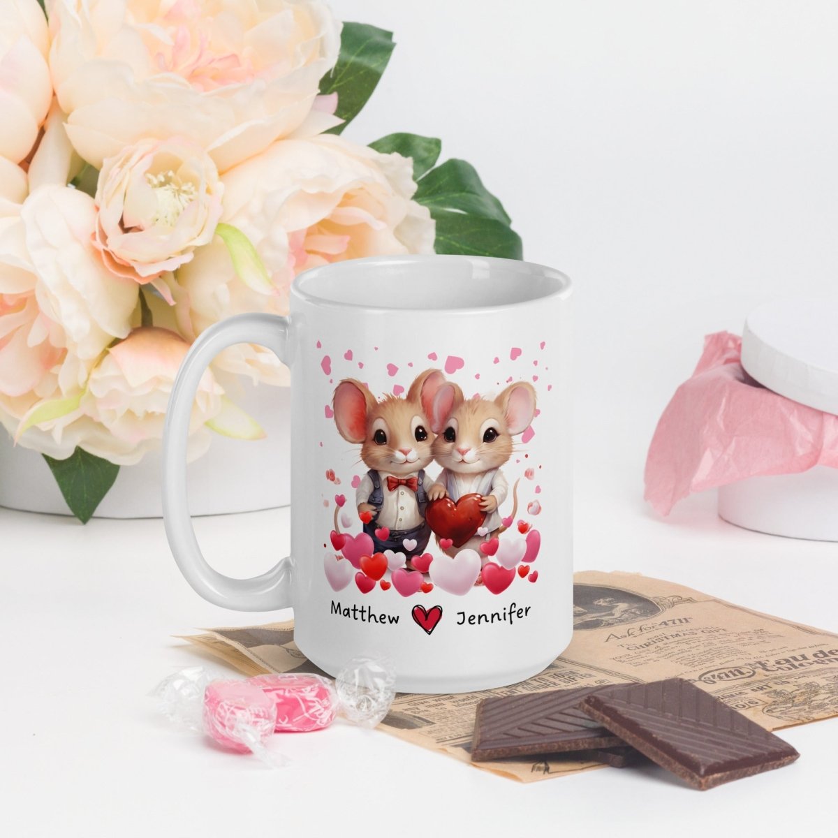 Personalized Lovers Mug Custom Valentines Day Mouse Couple Mug Gift for Couple Gift Idea for Him and Her Cute Custom Name Anniversary Gift - Everything Pixel