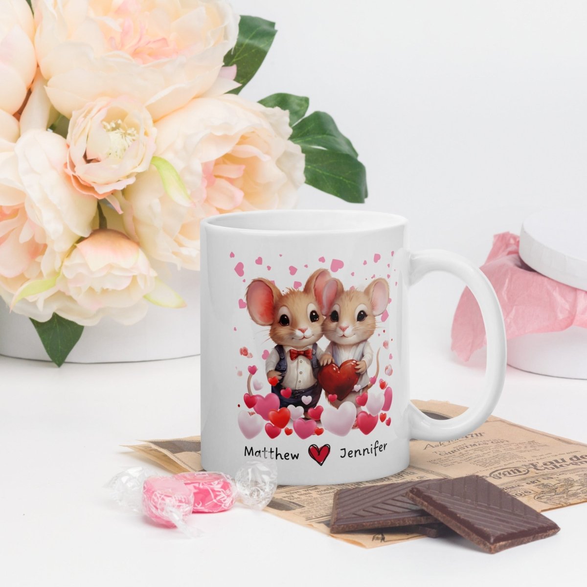 Personalized Lovers Mug Custom Valentines Day Mouse Couple Mug Gift for Couple Gift Idea for Him and Her Cute Custom Name Anniversary Gift - Everything Pixel