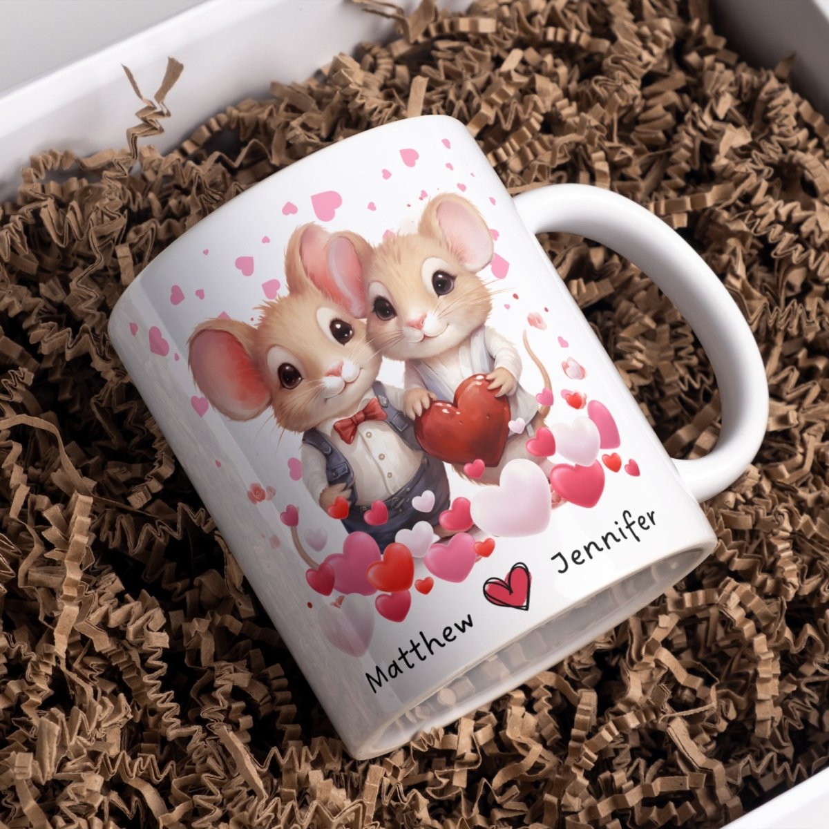 Personalized Lovers Mug Custom Valentines Day Mouse Couple Mug Gift for Couple Gift Idea for Him and Her Cute Custom Name Anniversary Gift - Everything Pixel