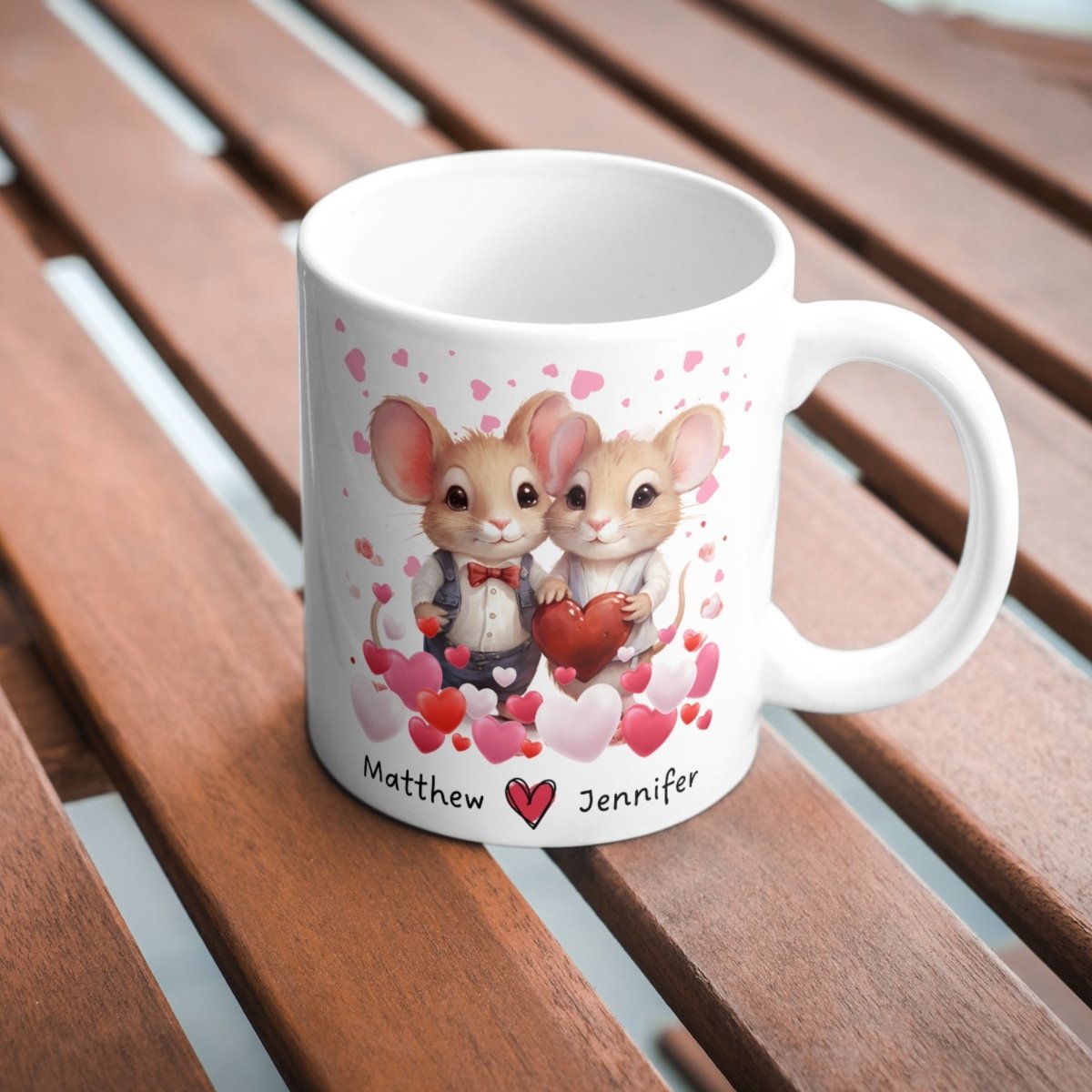 Personalized Lovers Mug Custom Valentines Day Mouse Couple Mug Gift for Couple Gift Idea for Him and Her Cute Custom Name Anniversary Gift - Everything Pixel