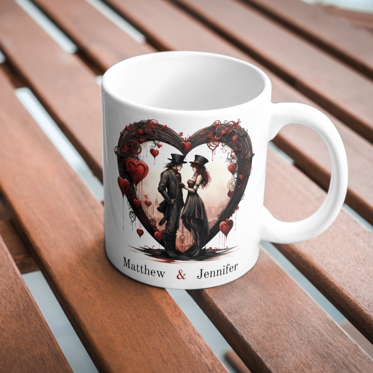 Personalized Lovers Mug Custom Valentines Day Steampunk Couple Mug Gift for Couple Gift for Him and Her Cute Custom Name Anniversary Gift - Everything Pixel