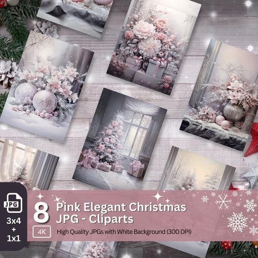Pink Christmas Clipart 8 JPG Elegant Christmas Card Graphic - Everything Pixel