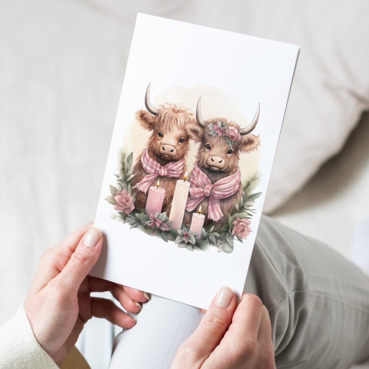 Pink Highland Cow Winter Clipart 20 PNG Bundle Christmas Watercolor Images Seasonal Children Book Graphics Girly Card Making Xmas Family - Everything Pixel