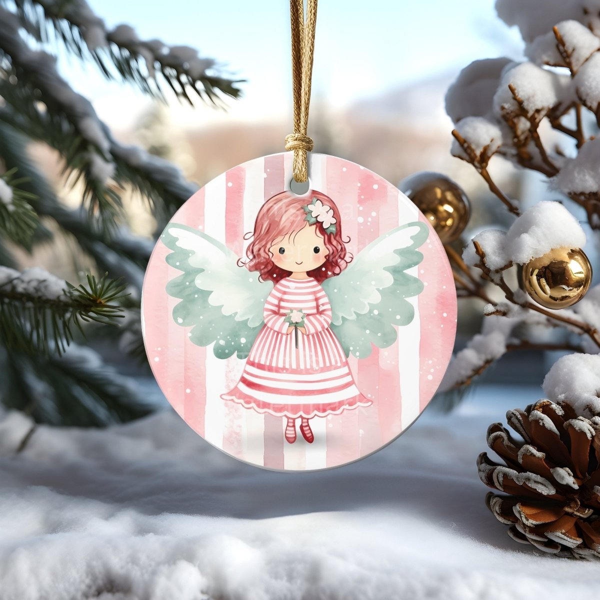 Pink Mint Christmas Ornaments 20 PNG Printable Bundle Sublimation Design Festive Round Stickers Cute Animal Clipart Soft Pink Mint Green - Everything Pixel