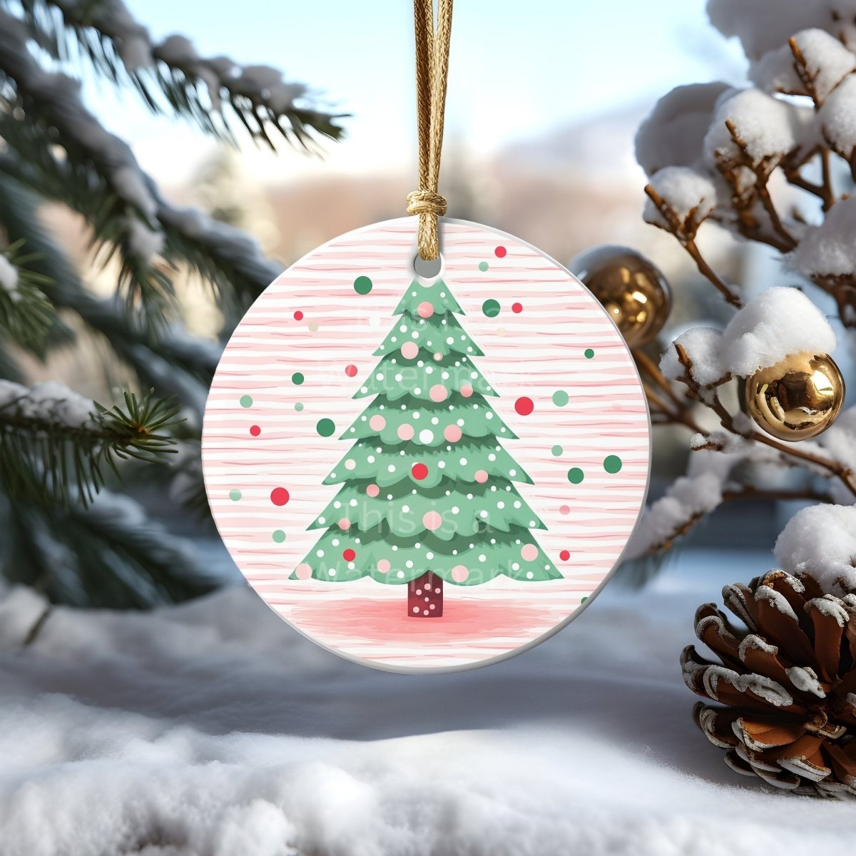 Pink Mint Christmas Ornaments 20 PNG Printable Bundle Sublimation Design Festive Round Stickers Cute Animal Clipart Soft Pink Mint Green - Everything Pixel