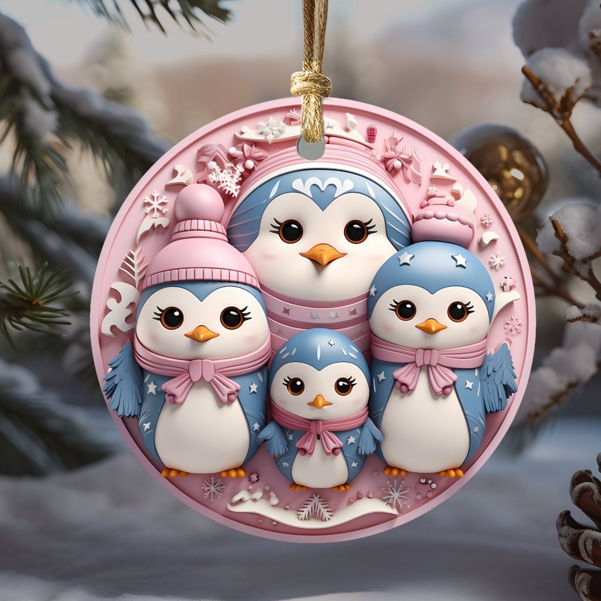 Pink Nursery Ornament Set of 20 Round Ceramic Ornaments Soft Pink Blue 3D Style Print on Ornament (no Relief) Christmas Tree Decoration - Everything Pixel