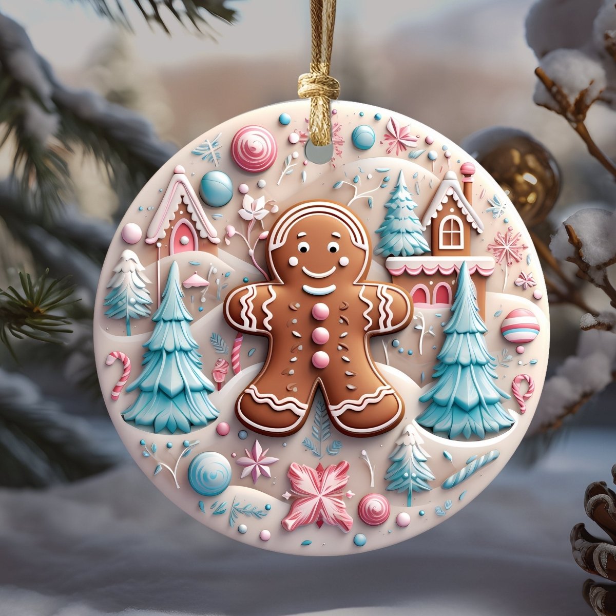 Pink Nursery Ornament Set of 20 Round Ceramic Ornaments Soft Pink Blue 3D Style Print on Ornament (no Relief) Christmas Tree Decoration - Everything Pixel