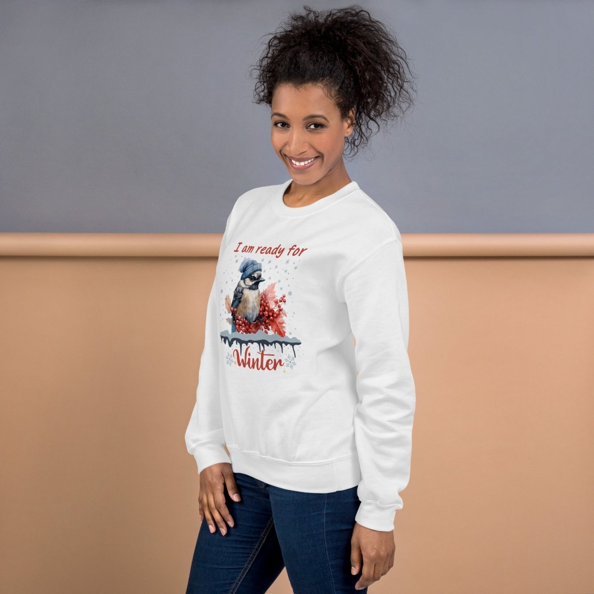 Ready for Winter Sweater - High Quality Funny Cute Bird Sweatshirt, Funny Gift for Bird Lover, Bird with Bobble Hat, Winter Season Pullover - Everything Pixel