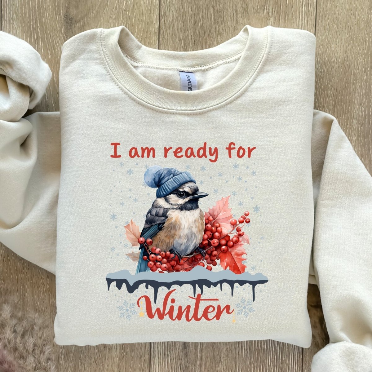 Ready for Winter Sweater - High Quality Funny Cute Bird Sweatshirt, Funny Gift for Bird Lover, Bird with Bobble Hat, Winter Season Pullover - Everything Pixel