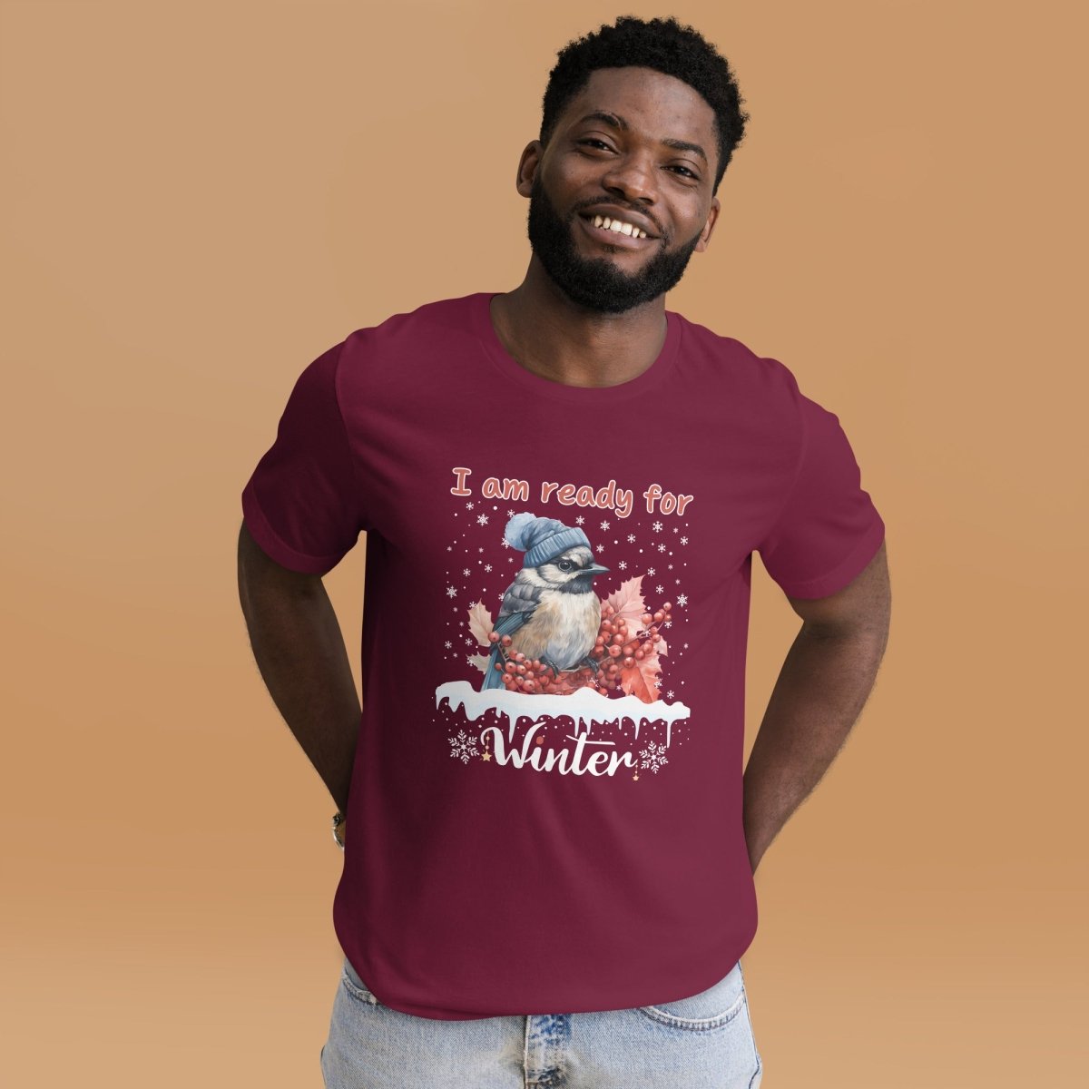 Ready for Winter T-Shirt - High Quality Funny Cute Bird Shirt, Funny Gift for Bird Lover, Bird with Bobble Hat, Winter Season Tee - Everything Pixel