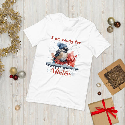 Ready for Winter T-Shirt - High Quality Funny Cute Bird Shirt, Funny Gift for Bird Lover, Bird with Bobble Hat, Winter Season Tee - Everything Pixel