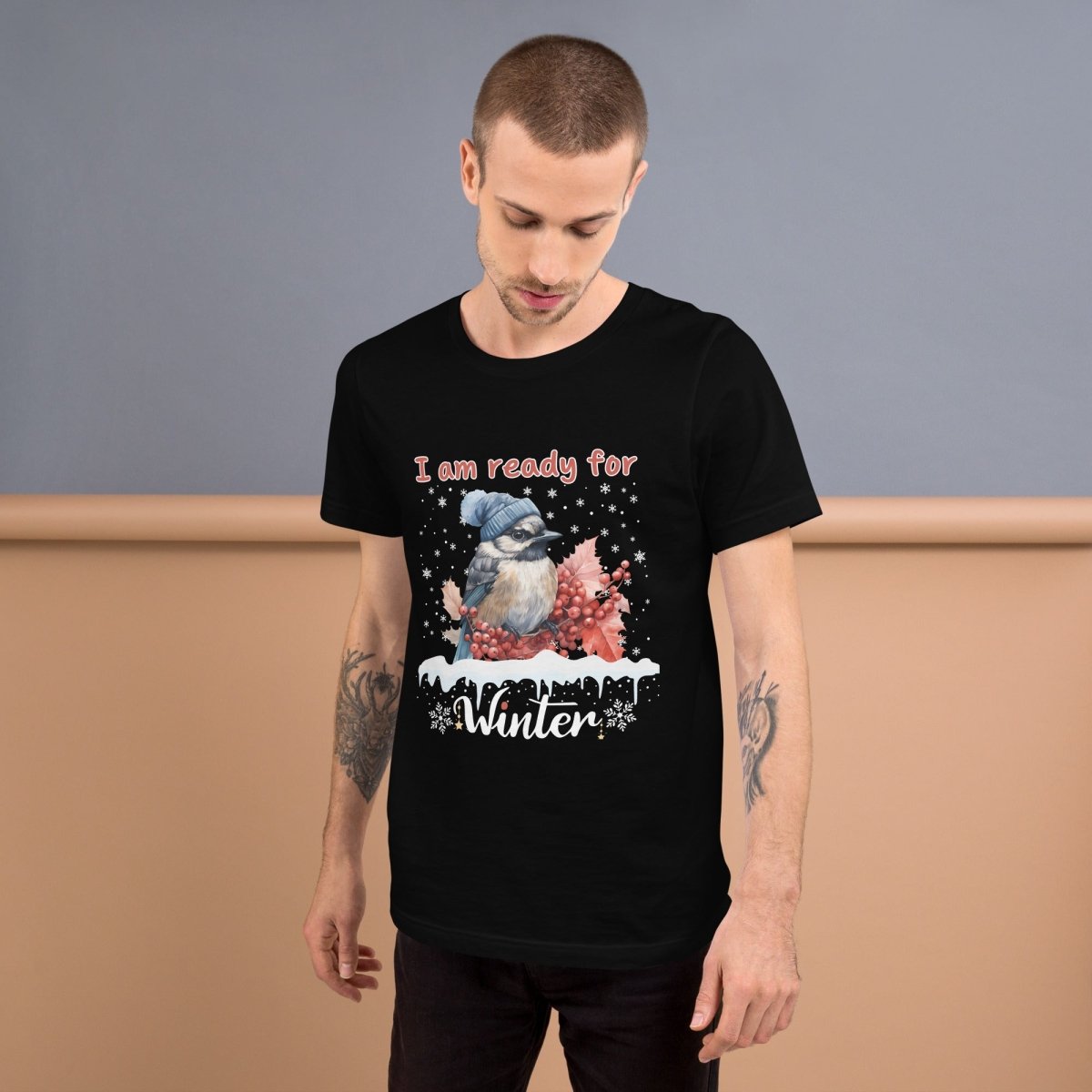 Ready for Winter T-Shirt - High Quality Funny Cute Bird Shirt, Funny Gift for Bird Lover, Bird with Bobble Hat, Winter Season Tee - Everything Pixel