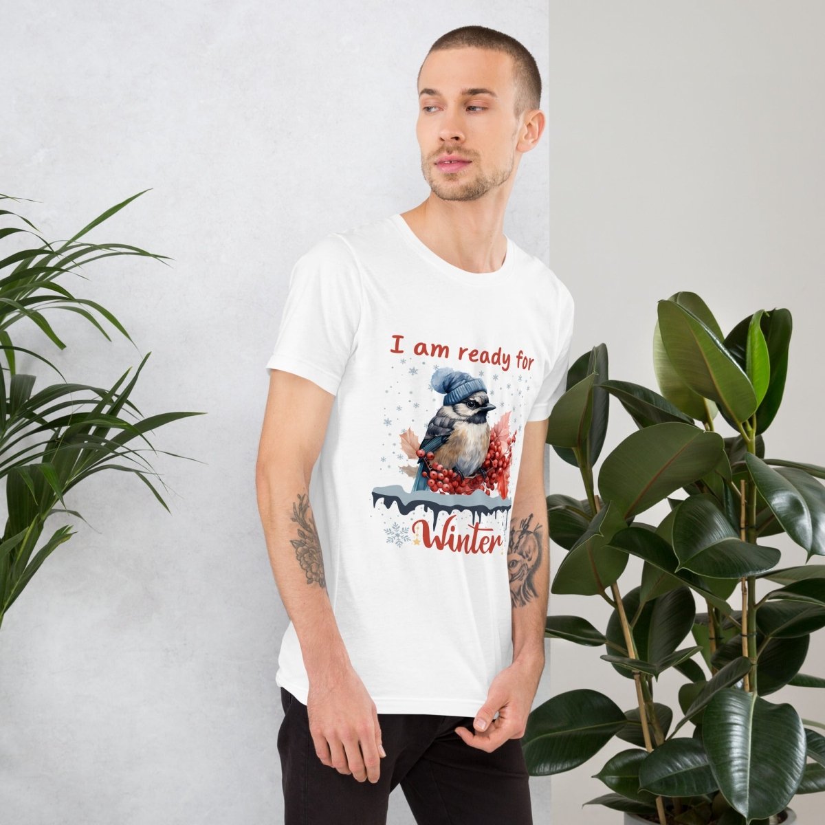 Ready for Winter T-Shirt - High Quality Funny Cute Bird Shirt, Funny Gift for Bird Lover, Bird with Bobble Hat, Winter Season Tee - Everything Pixel