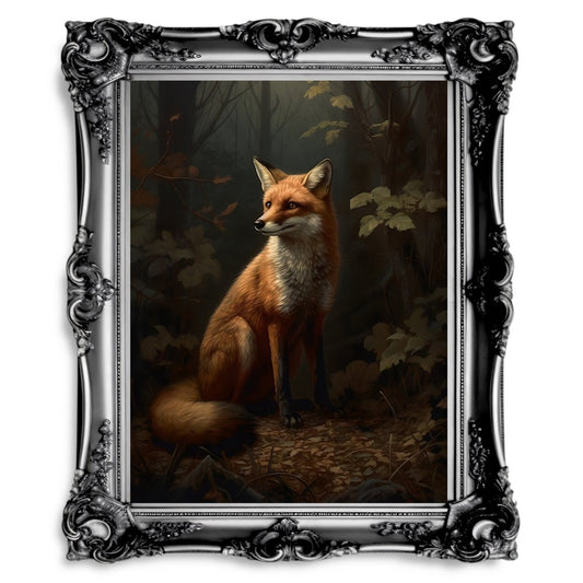 Red Fox Woodland Wall Art Vintage Painting Wildlife Decor Art Dark Academia Wall Art Rustic Fox Painting Cottagecore Artwork - Everything Pixel