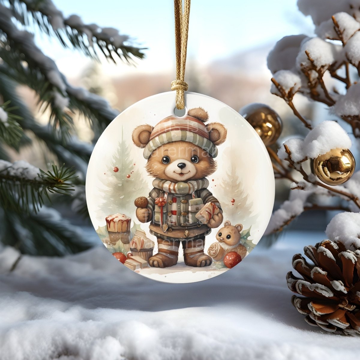 Retro Christmas Ornaments 20 PNG Printable Bundle Sublimation Design Festive Round Stickers Cute Animal Christmas Decoration Clipart - Everything Pixel
