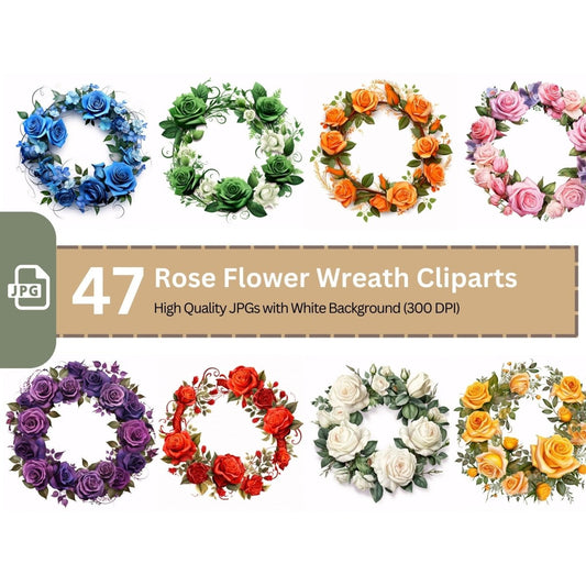 Rose Flower Wreath 47 JPG Bundle for Sublimation Clipart - Everything Pixel