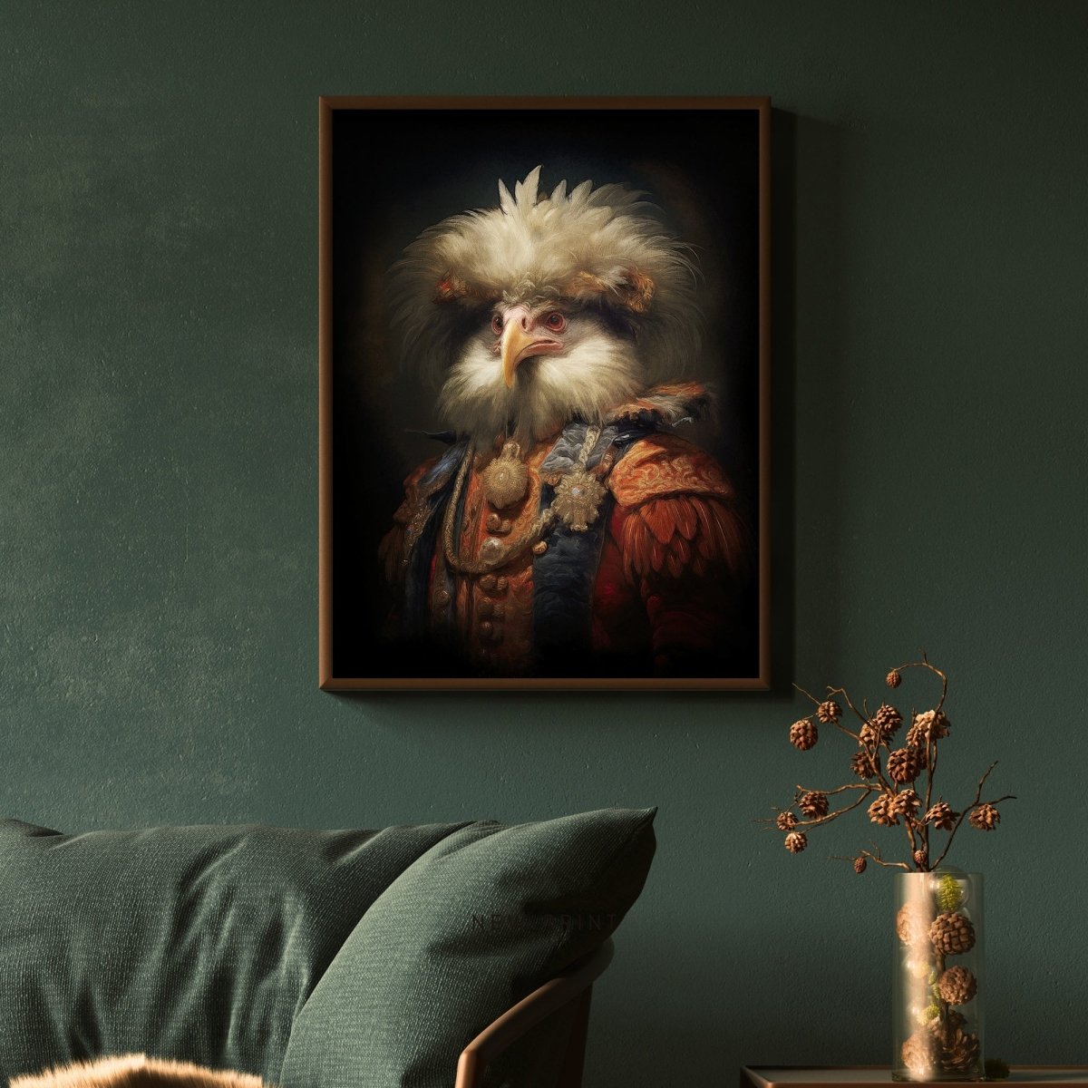 Royal Chicken Wall Art Renaissance Animal Portrait Painting Baroque Chicken Artwork Dark Academia Poster Animal Hen Goth Decor Paper Poster Print - Everything Pixel
