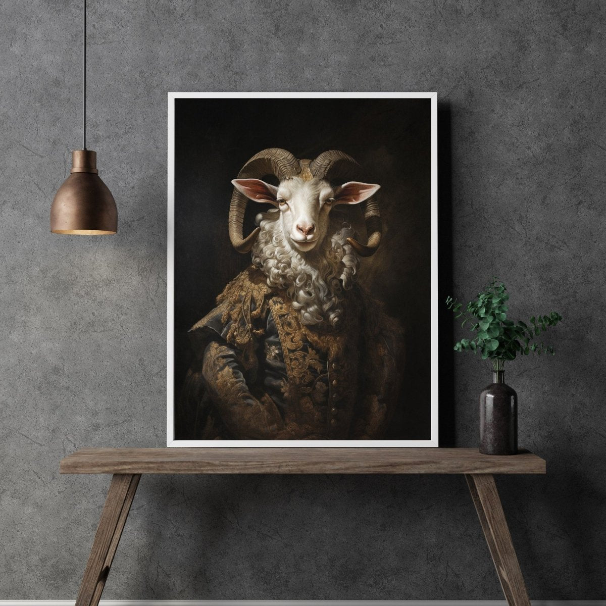 Royal Goat Wall Art Renaissance Animal Portrait Painting Baroque Goat Artwork Dark Academia Poster Animal Goat Goth Decor Paper Poster Print - Everything Pixel
