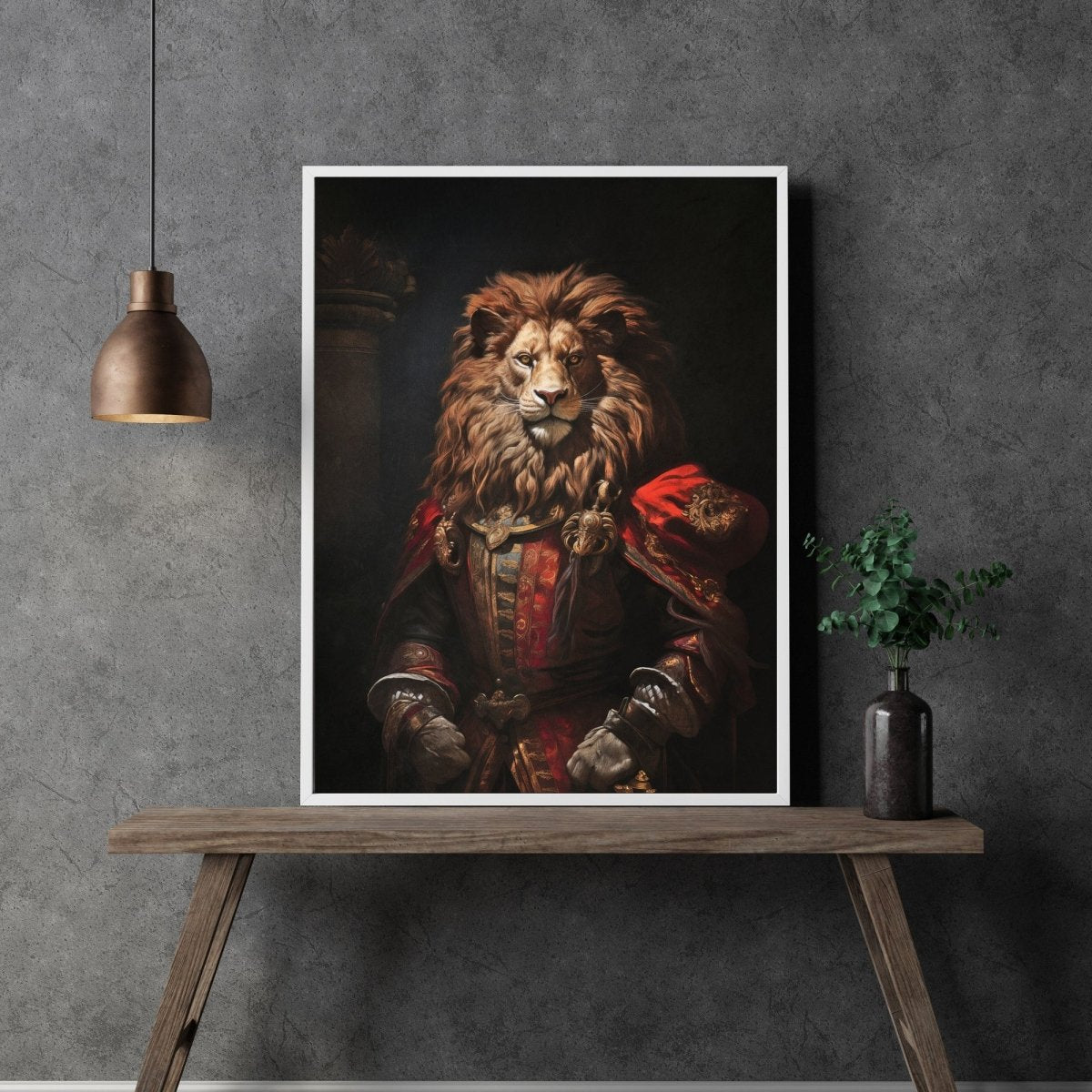Royal Lion Wall Art Renaissance Animal Portrait Painting Baroque Lion Artwork Dark Academia Poster Animal Lion Goth Decor Paper Poster Print - Everything Pixel