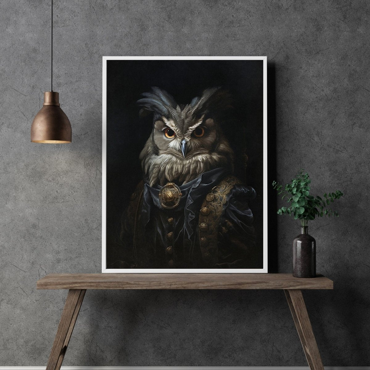 Royal Owl Wall Art Renaissance Animal Portrait Painting Baroque Owl Artwork Dark Academia Poster Animal Goat Goth Decor Paper Poster Print - Everything Pixel