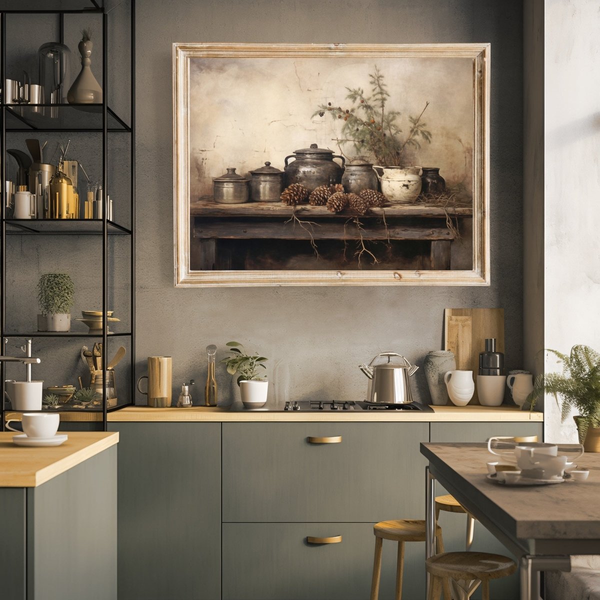 Rustic Still Life Wall Art Vintage Kitchen Still Life Artwork Rustic Christmas Print Country Kitchen Decor Moody Farmhouse Art Paper Poster Print - Everything Pixel