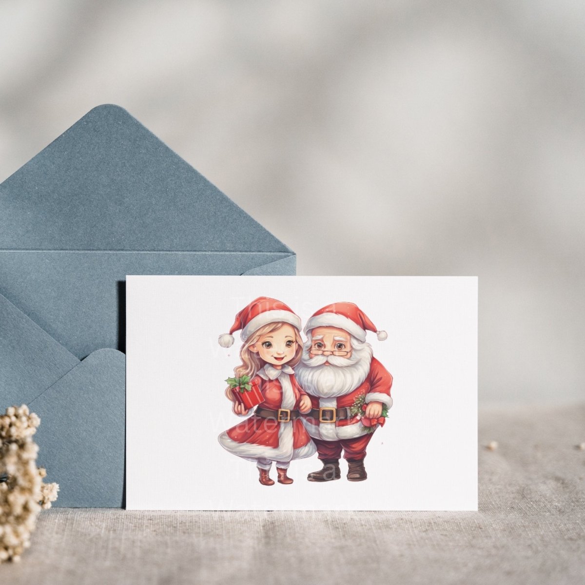 Santa and Mrs Claus Clipart 7x PNG Bundle Christmas Clipart Advent Art Card Making Digital Paper Craft Holiday Winter Graphic Bundle - Everything Pixel