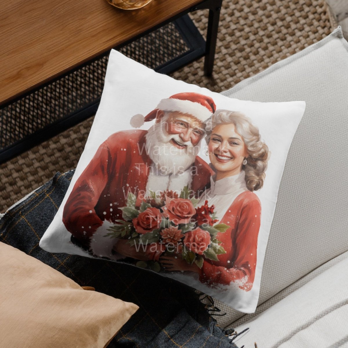 Santa and Mrs Claus Watercolor Clipart 7x PNG Bundle Festive Clipart Advent Art Card Making Digital Paper Craft Holiday Winter Graphic - Everything Pixel