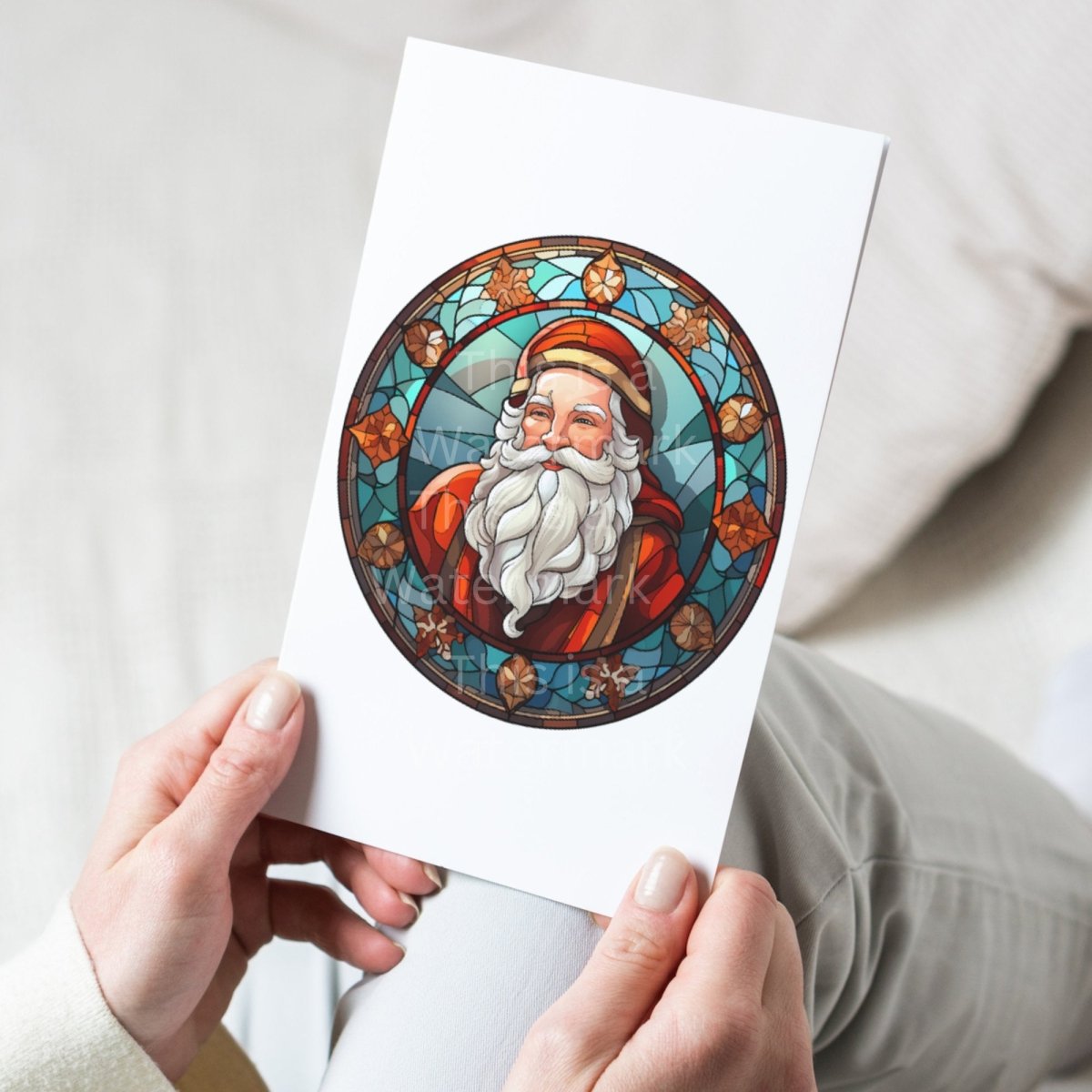 Santa Claus Stained Glass 7+7 PNG Clip Art Bundle Christmas Decoration Digital Crafts Design Holiday Paper Crafting Clipart Winter Decor - Everything Pixel