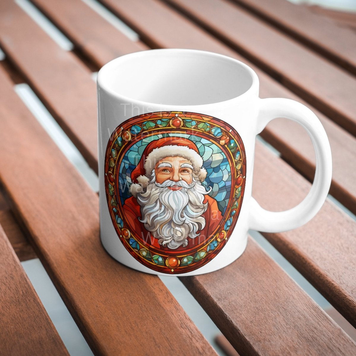 Santa Claus Stained Glass 7+7 PNG Clip Art Bundle Christmas Decoration Digital Crafts Design Holiday Paper Crafting Clipart Winter Decor - Everything Pixel