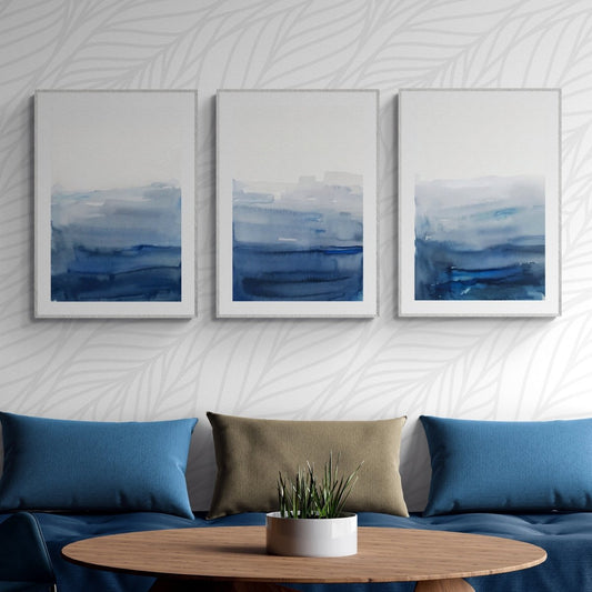 Set of 3 Blue and white wall art ombre watercolor painting printable abstract art minimalistic art modern print DIGITAL PRINTABLE Wall Art - Everything Pixel