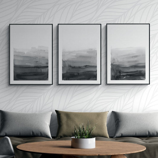 Set of 3 grey and white wall art ombre watercolor painting printable abstract art minimalistic art modern print DIGITAL PRINTABLE Wall Art - Everything Pixel