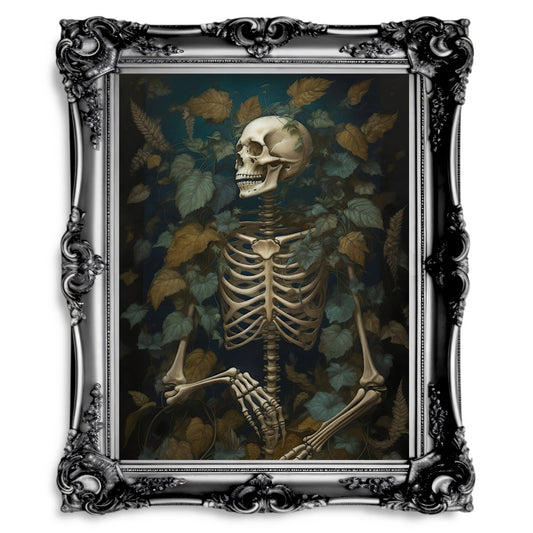 Skeleton Wall Art Vintage Style Painting Dark Academia Gothic Decor - Everything Pixel