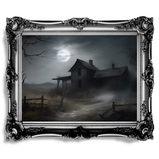 Spooky Farmhouse Wall Art Decor Oil Painting Dark Cottagecore Poster Gothic Retro Dark Academia Printable Wall Art Moody Decor - Everything Pixel