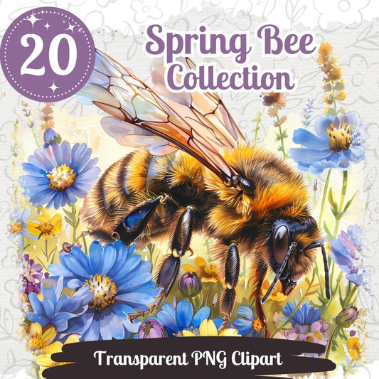 Spring Bee Watercolor Clipart Bundle - Everything Pixel