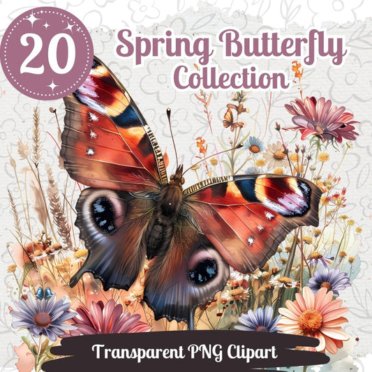 Spring Butterfly Watercolor Clipart Bundle - Everything Pixel