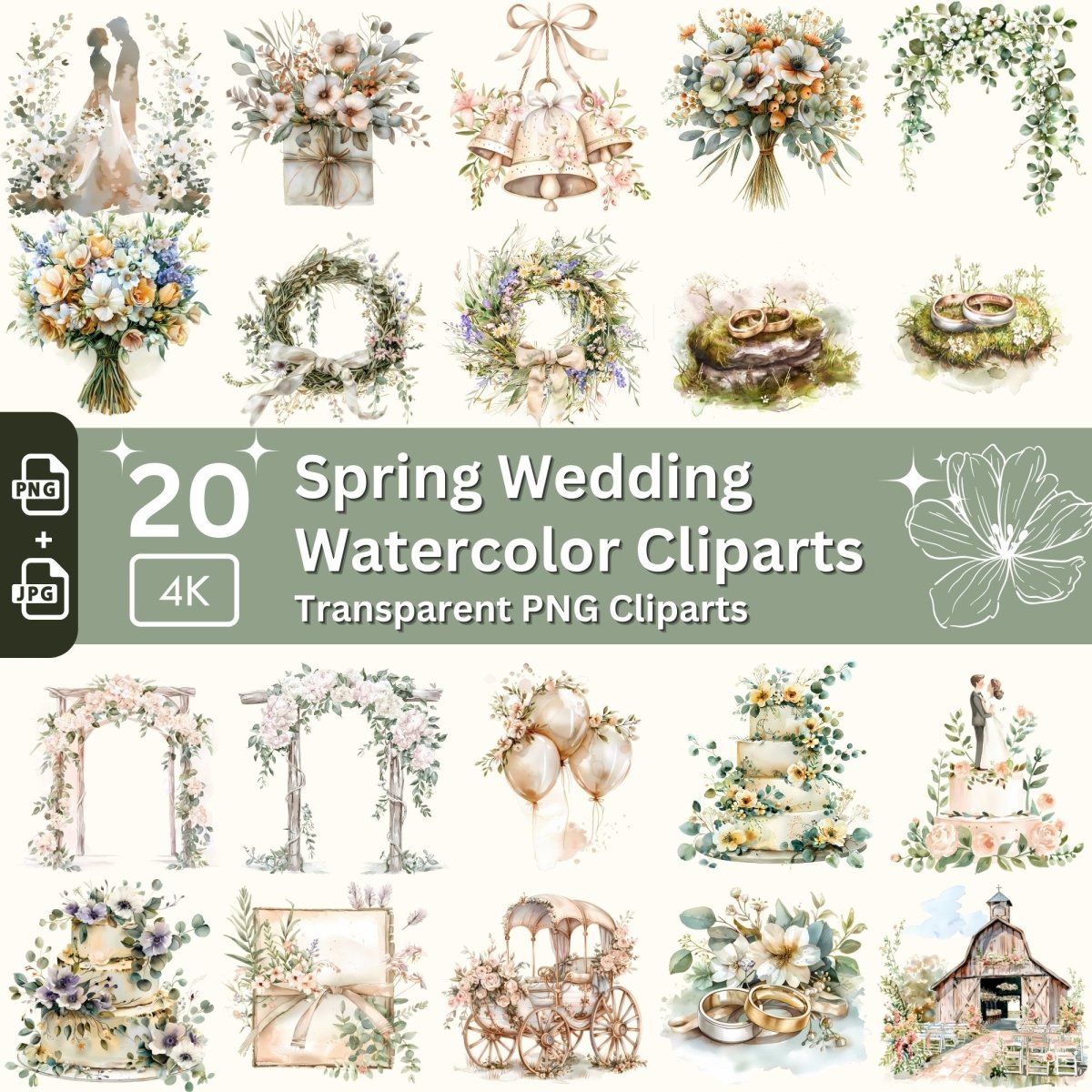 Spring Wedding Clipart Collection - 20 Transparent PNGs - Everything Pixel