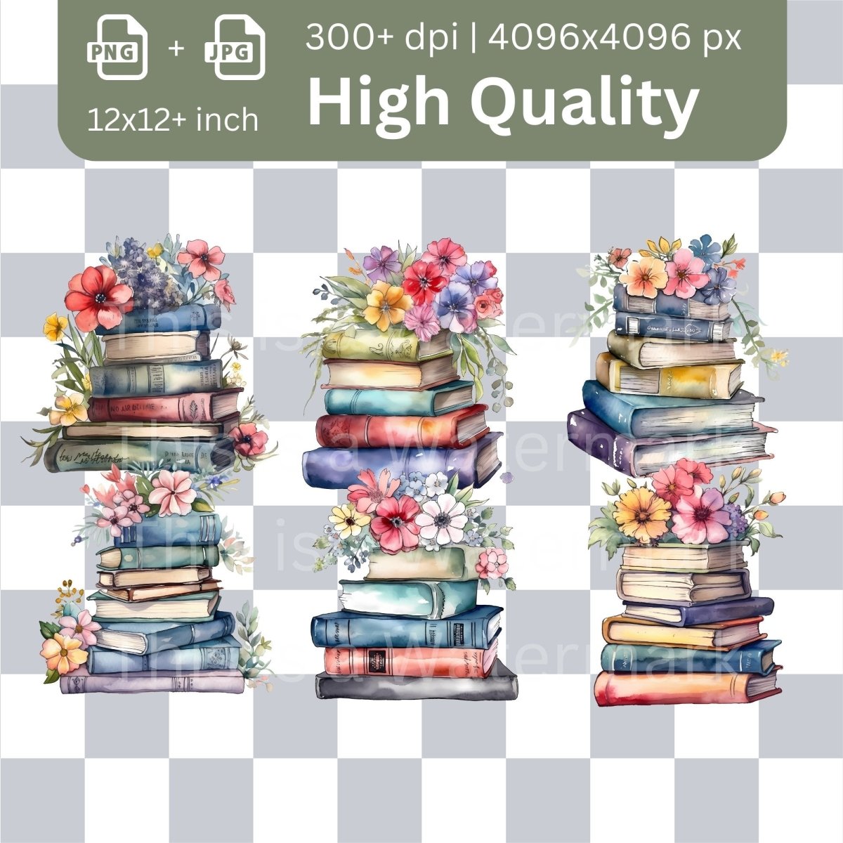 Stack of Books Megabundle 30+30 High Quality PNGs Book Clipart Nursery Art Card Making Clip Art Digital Paper Craft School Graphics - Everything Pixel