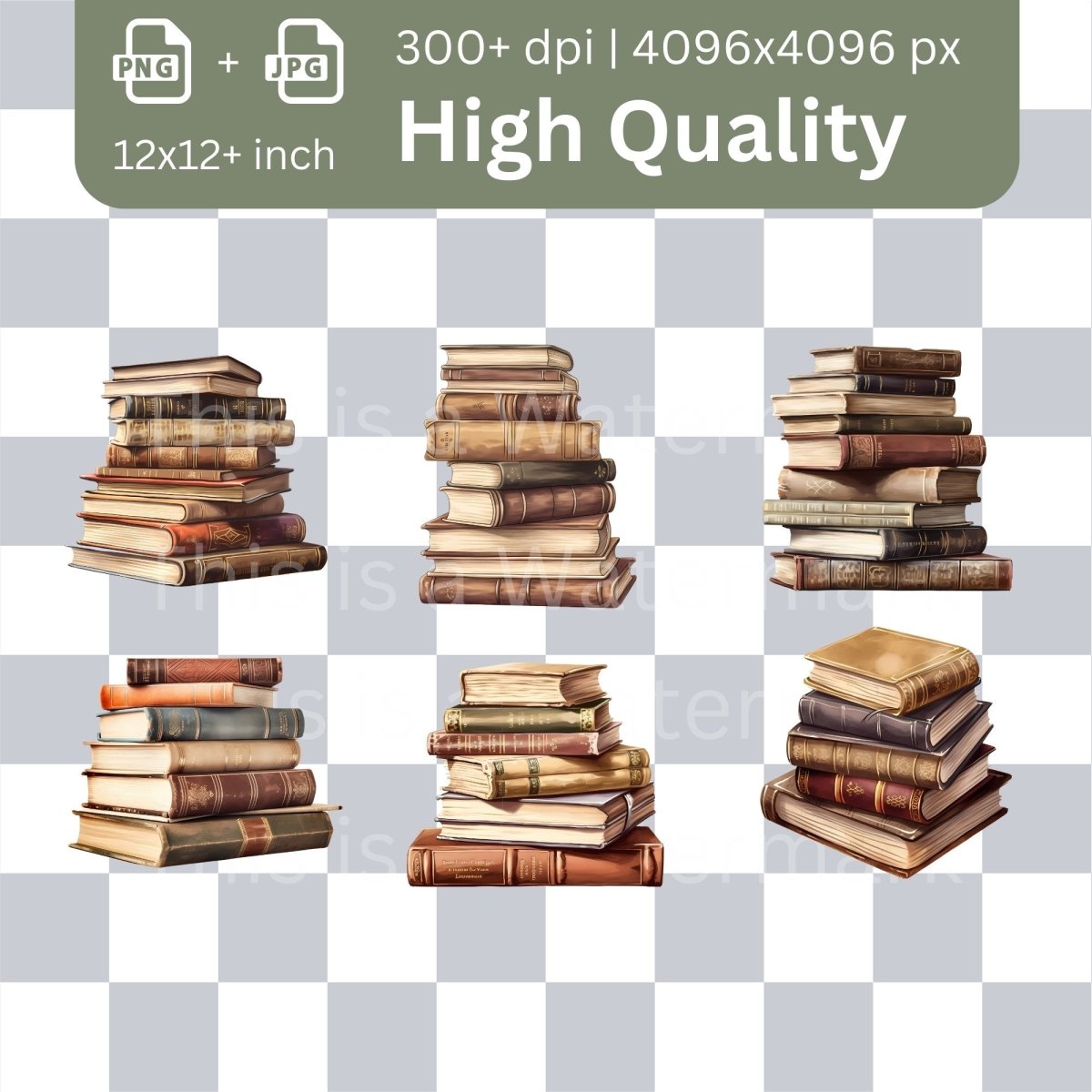 Stack of Books Megabundle 30+30 High Quality PNGs Book Clipart Nursery Art Card Making Clip Art Digital Paper Craft School Graphics - Everything Pixel