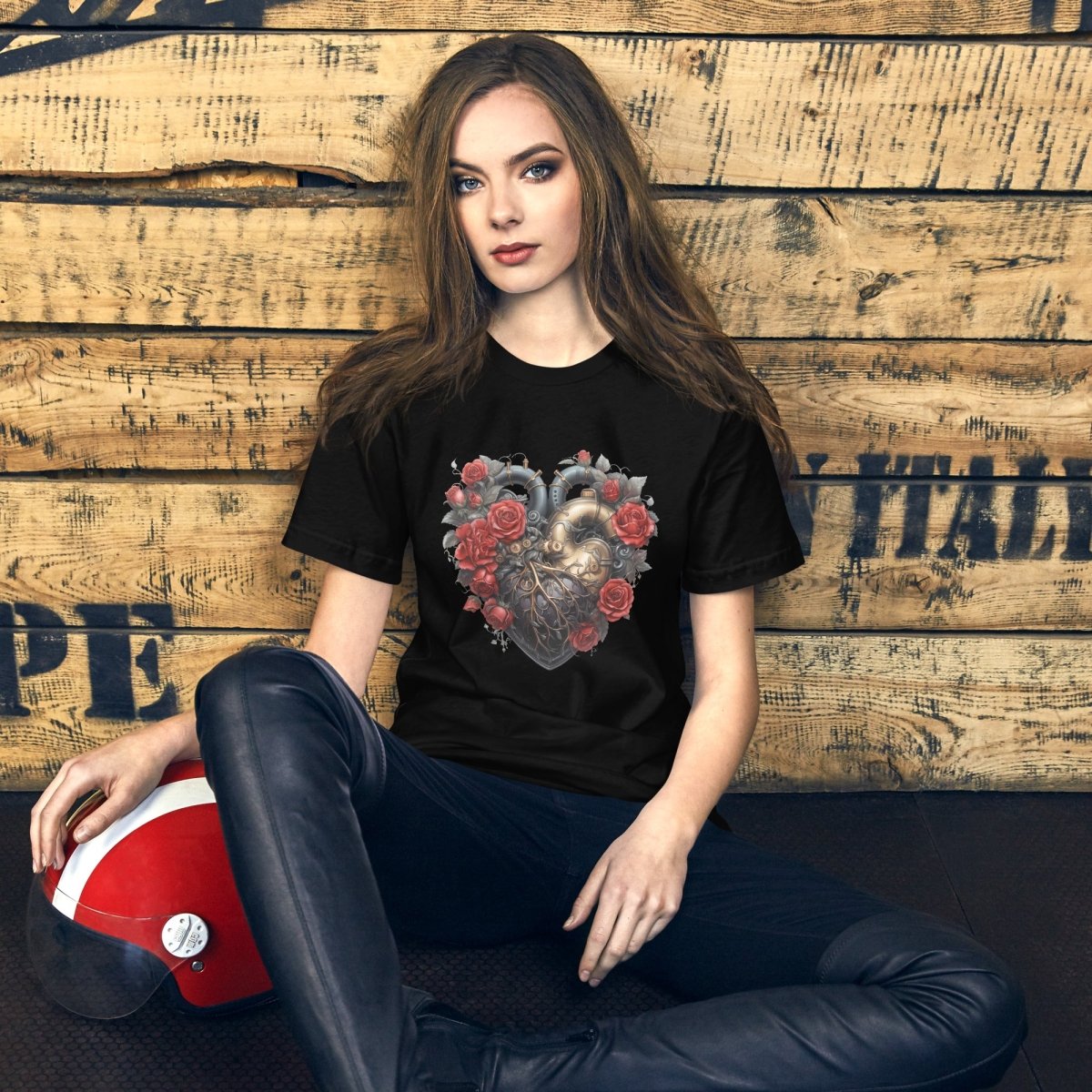 Steam Punk Heart T-Shirt High Quality Floral Heart Valentines Day Shirt Love Gift for Her Love Tee Gothic Heart Tee Love Shirt Dark Love - Everything Pixel