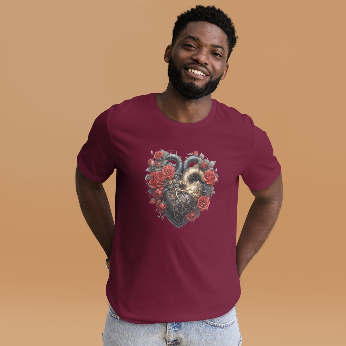 Steam Punk Heart T-Shirt High Quality Floral Heart Valentines Day Shirt Love Gift for Her Love Tee Gothic Heart Tee Love Shirt Dark Love - Everything Pixel