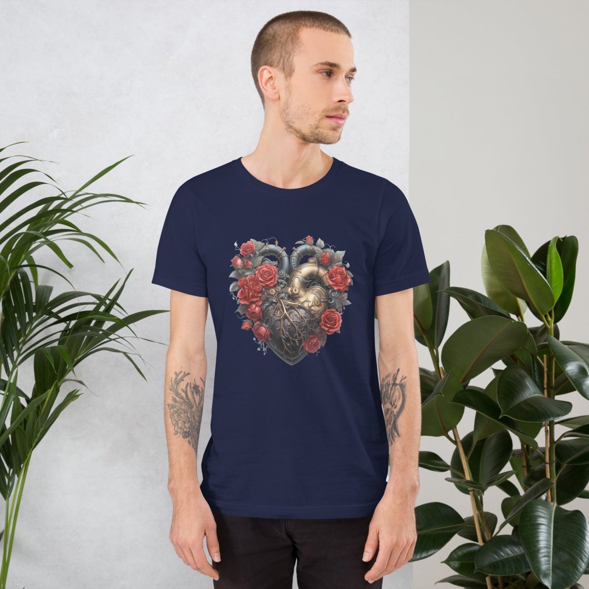 Steam Punk Heart T-Shirt High Quality Floral Heart Valentines Day Shirt Love Gift for Her Love Tee Gothic Heart Tee Love Shirt Dark Love - Everything Pixel