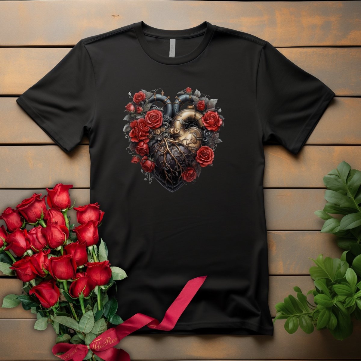Steam Punk Heart T-Shirt High Quality Floral Heart Valentines Day Shirt Love Gift for Her Love Tee Gothic Heart Tee Love Shirt Dark Love - Everything Pixel