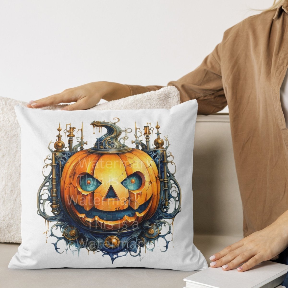 Steam Punk Pumpkin Clipart 7+7 PNG/JPG Bundle Halloween Graphic Spooky Paper Craft Autumn Design Junk Journals Industrial Jack-o-Lantern - Everything Pixel