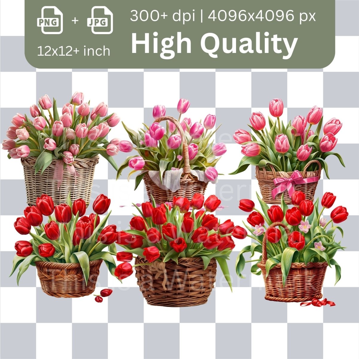 Tulip Megabundle 132+132 High Quality PNGs Floral Clipart Wedding Invitation Art Card Making Clip Art Digital Paper Craft Flower Graphics - Everything Pixel