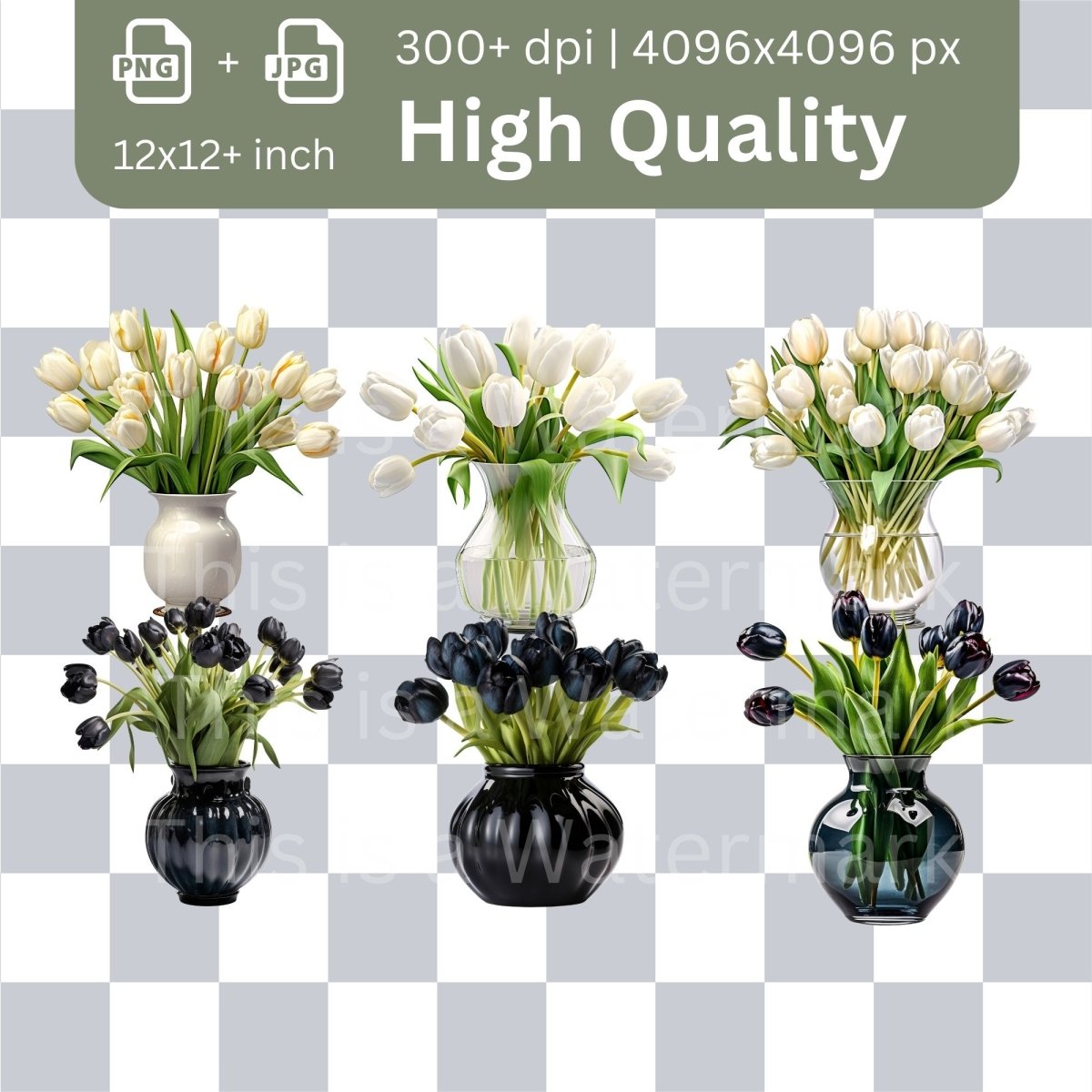 Tulip Megabundle 132+132 High Quality PNGs Floral Clipart Wedding Invitation Art Card Making Clip Art Digital Paper Craft Flower Graphics - Everything Pixel